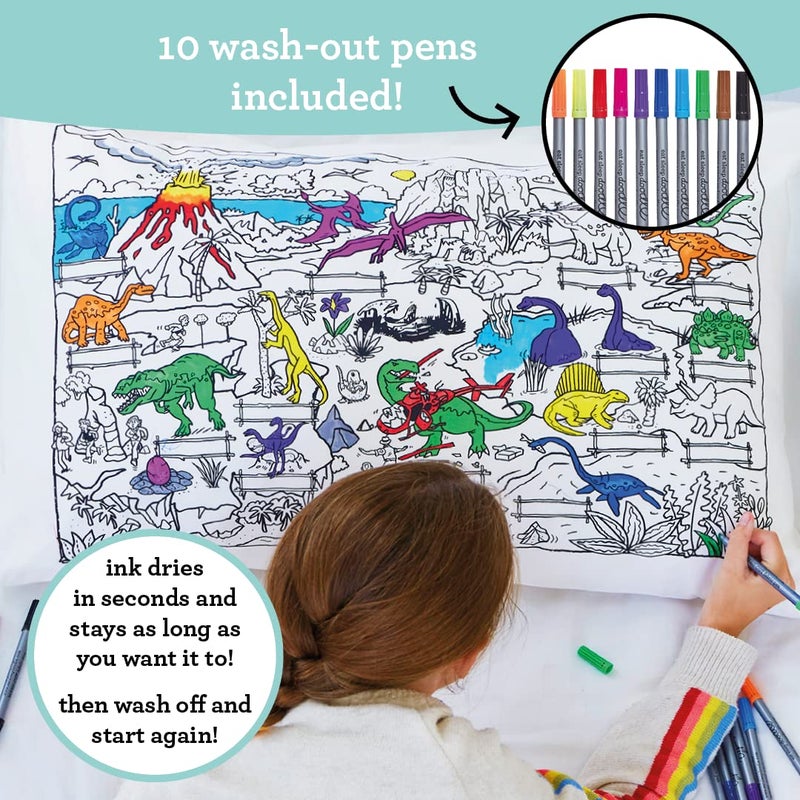 eatsleepdoodle Coloring Pillowcase for Kids â€“ Reusable DIY Pillow Cover with Washable Markers, Educational Arts & Crafts Activity for Boys & Girls, Fun Gift for Creative Play, Machine Washable - eatsleepdoodle - Image 2